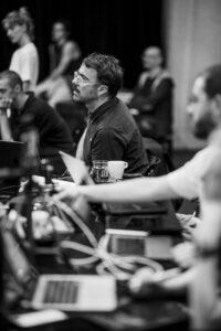 Dancers rehearsing Svatbata by Marcos Morau at the Ballet du Grand Théâtre de Genève