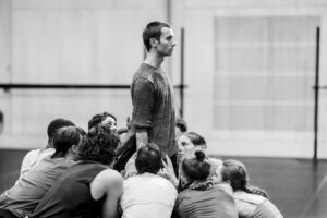 Dancers rehearsing Svatbata by Marcos Morau at the Ballet du Grand Théâtre de Genève