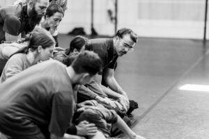 Dancers rehearsing Svatbata by Marcos Morau at the Ballet du Grand Théâtre de Genève