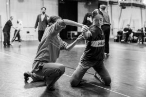 Dancers rehearsing Svatbata by Marcos Morau at the Ballet du Grand Théâtre de Genève