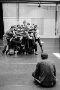 Dancers rehearsing Svatbata by Marcos Morau at the Ballet du Grand Théâtre de Genève