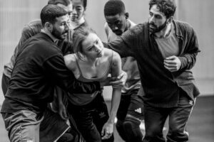 Dancers rehearsing Svatbata by Marcos Morau at the Ballet du Grand Théâtre de Genève