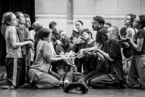 Dancers rehearsing Svatbata by Marcos Morau at the Ballet du Grand Théâtre de Genève