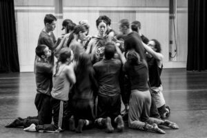Dancers rehearsing Svatbata by Marcos Morau at the Ballet du Grand Théâtre de Genève