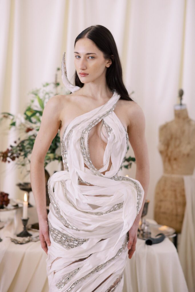 Alon Livné Bridal showcase at New York Bridal Fashion Week featuring couture wedding dresses, veils and modern bridal silhouettes.